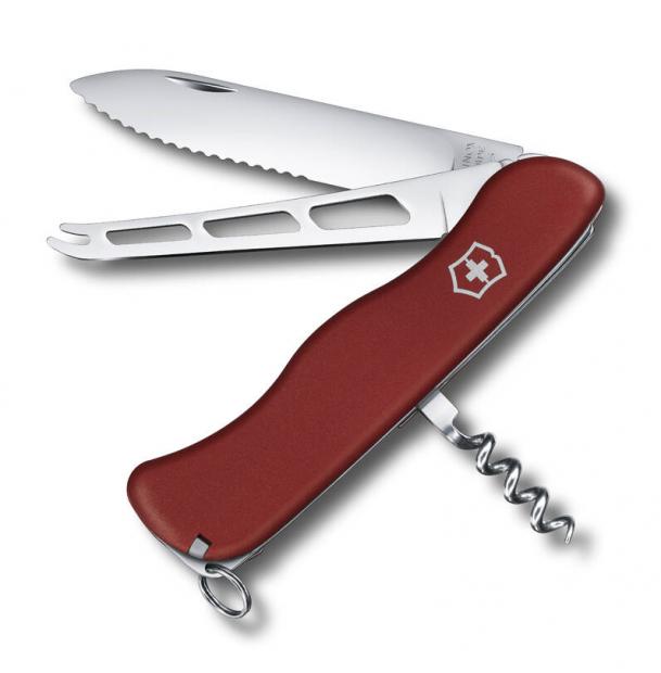Нож Victorinox Cheese Knife, 111 мм, 6 функций, с фиксатором лезвия, красный 0.8303.W