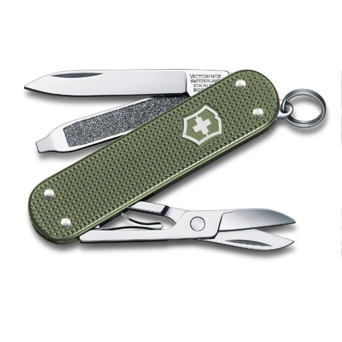 Нож-брелок Victorinox Classic, 58 мм, 5 функций, алюминиевая рукоять, зелёный