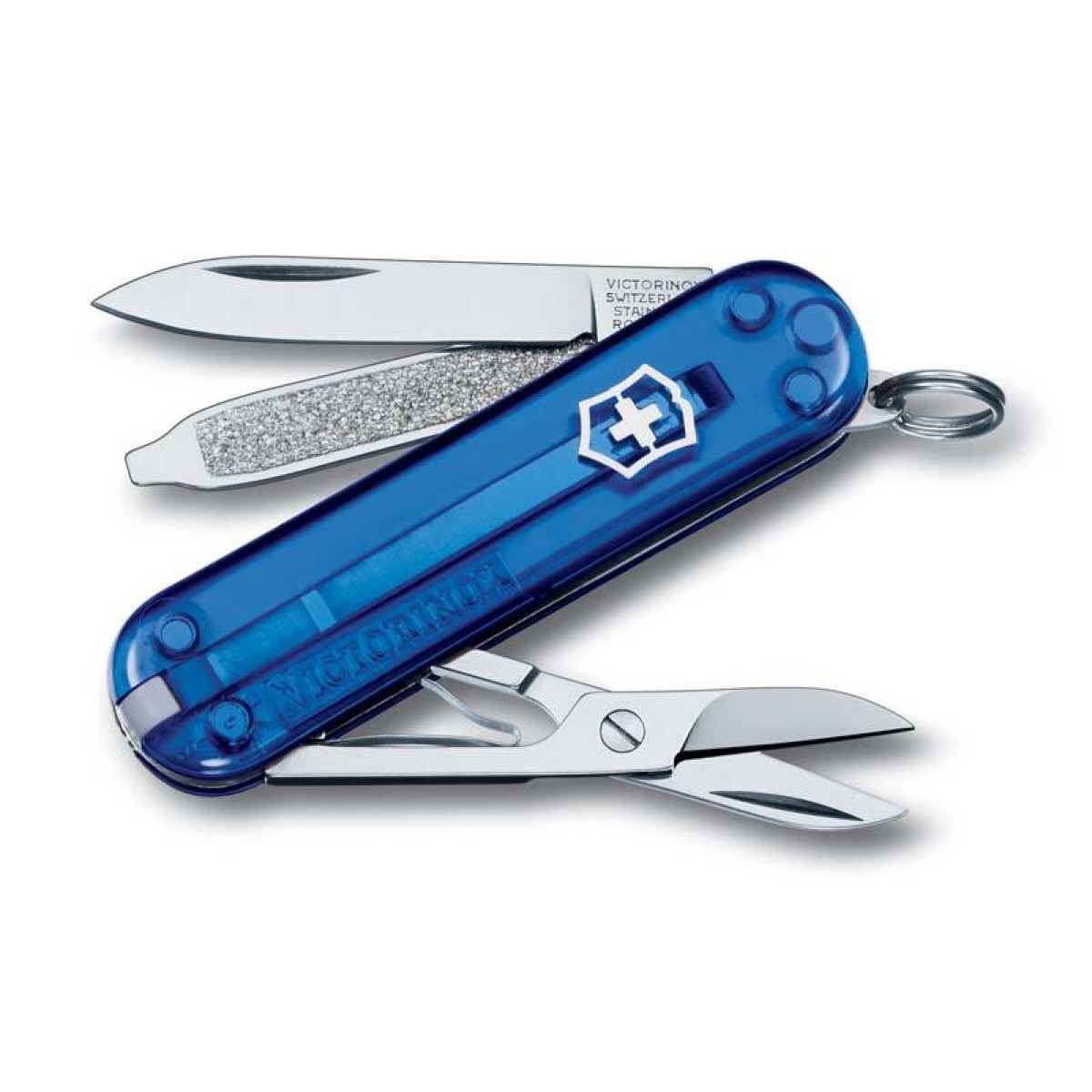 Нож-брелок Victorinox Classic, 58 мм, 7 функций, полупрозрачный синий 1