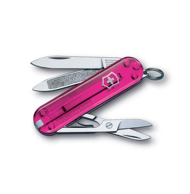 Нож-брелок Victorinox Classic, 58 мм, 7 функций, розовый полупрозрачный 0.6203.T5