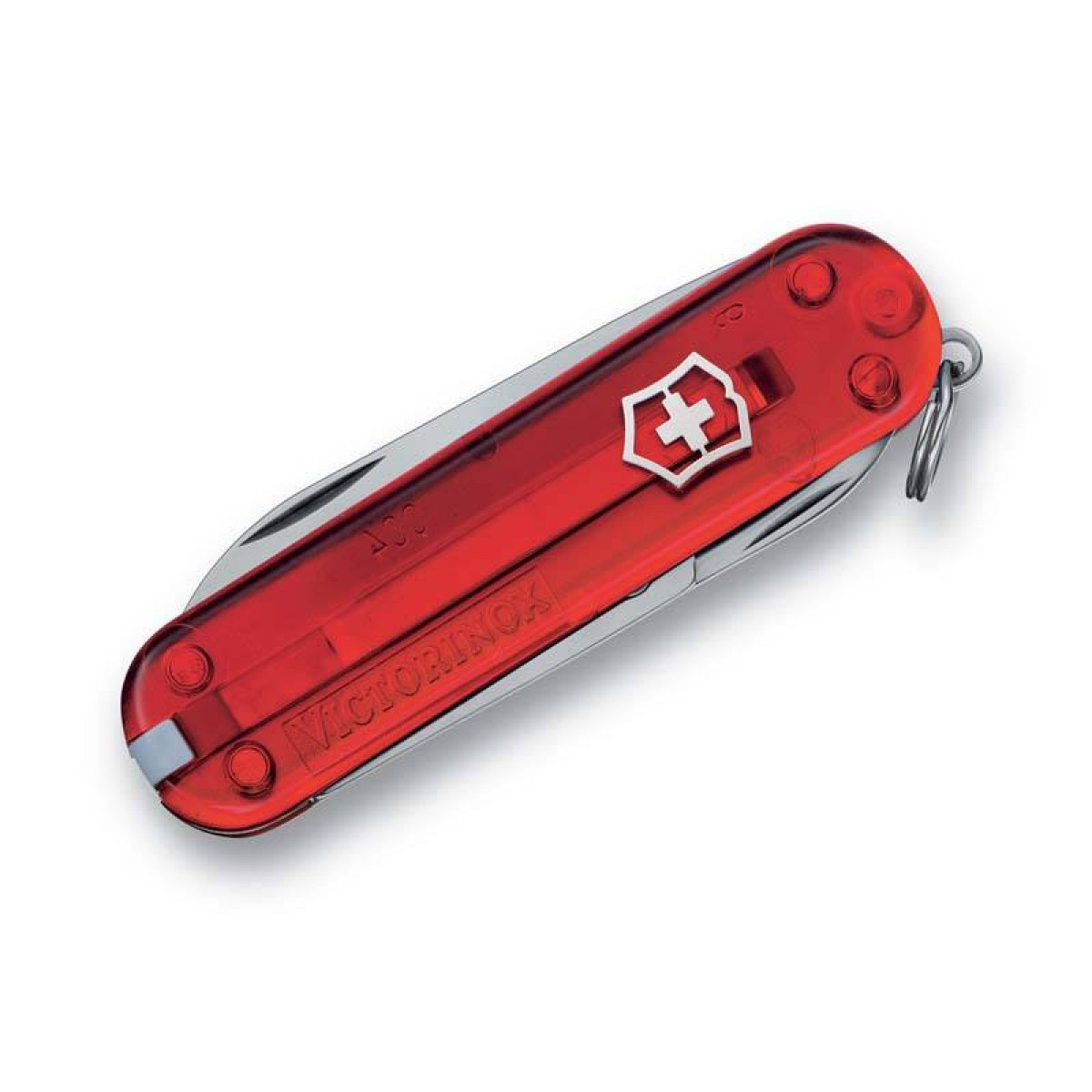Нож-брелок Victorinox Classic, 58 мм, 7 функций, полупрозрачный красный 4