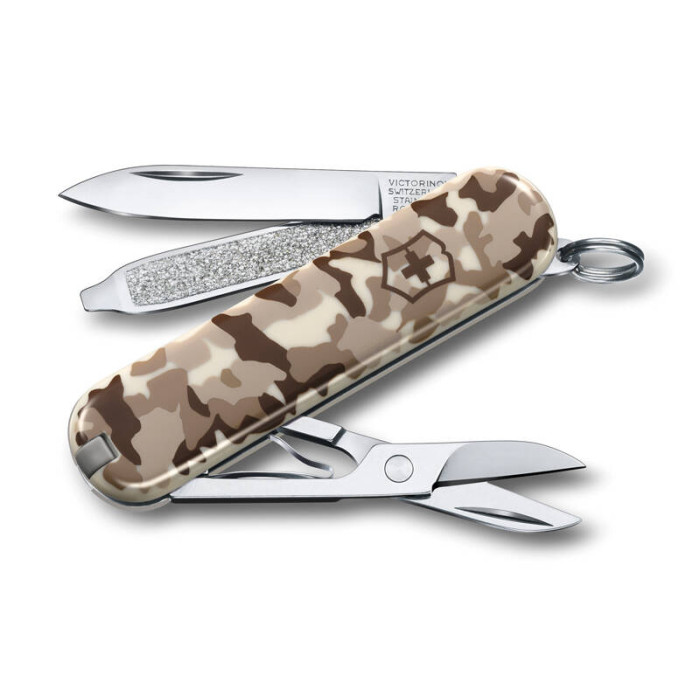 Нож-брелок Victorinox Classic SD, 58 мм, 7 функций, бежевый камуфляж