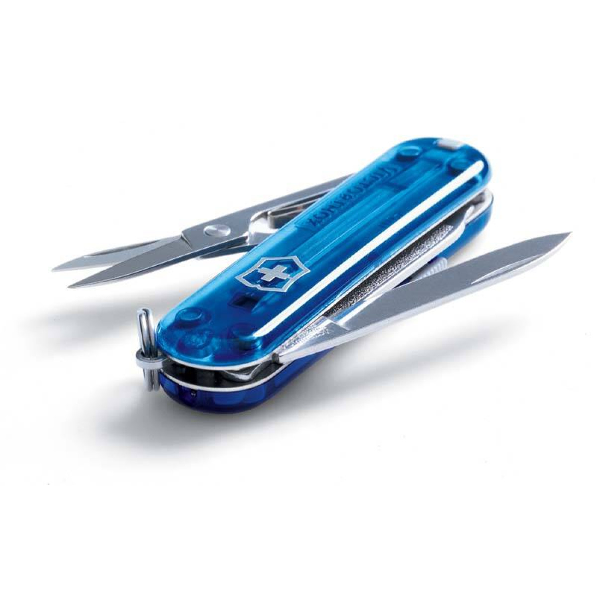 Нож-брелок Victorinox Classic Signature, 58 мм, 7 функций, полупрозрачный синий 3