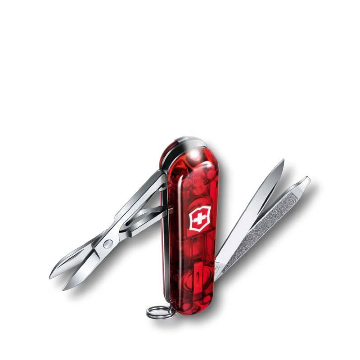 Нож-брелок Victorinox Classic SwissLite, 58 мм, 7 функций, полупрозрачный красный 4