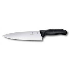 Нож Victorinox разделочный, лезвие 20 см широкое, черный, в картонном блистере