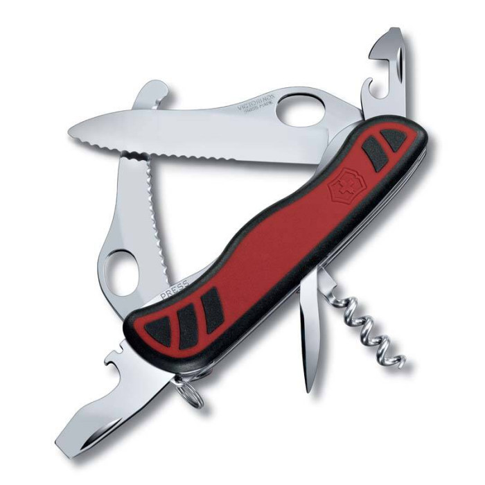Нож Victorinox Dual Pro, 111 мм, 10 функций, с фиксатором лезвия, красный с чёрным