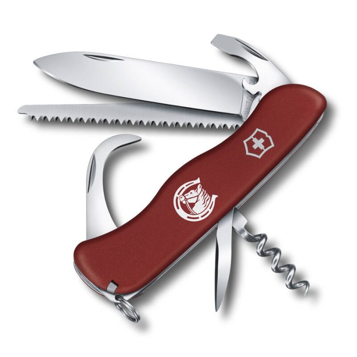 Нож Victorinox Equestrian, 111 мм, 12 функций, с фиксатором лезвия, красный