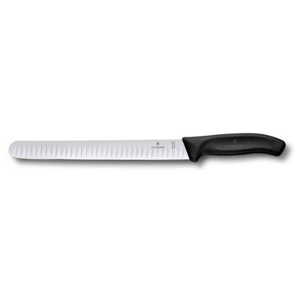 Нож Victorinox филейный, лезвие 25 см широкое рифленое черный 6.8223.25