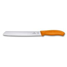 Нож Victorinox для хлеба, лезвие 21 см волнистое, оранжевый, в блистере