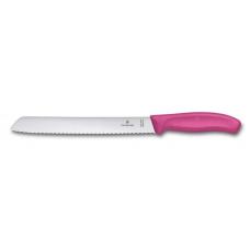 Нож Victorinox для хлеба, лезвие 21 см волнистое, розовый, в блистере