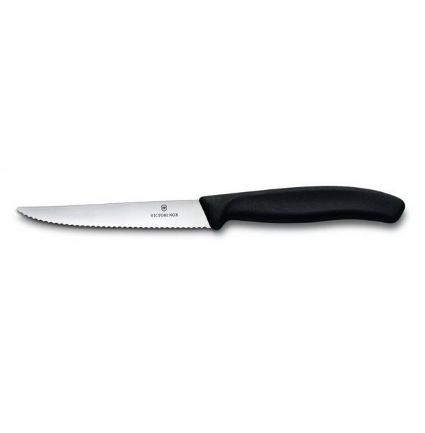 Нож Victorinox для стейка, лезвие 11 см волнистое, черный 6.7233.20
