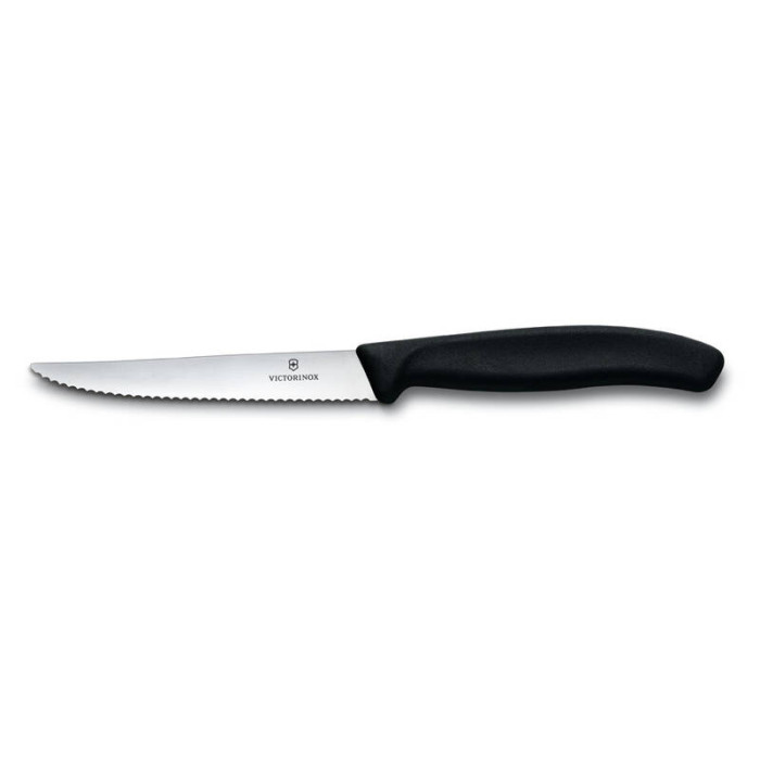 Нож Victorinox для стейка, лезвие 11 см волнистое, черный