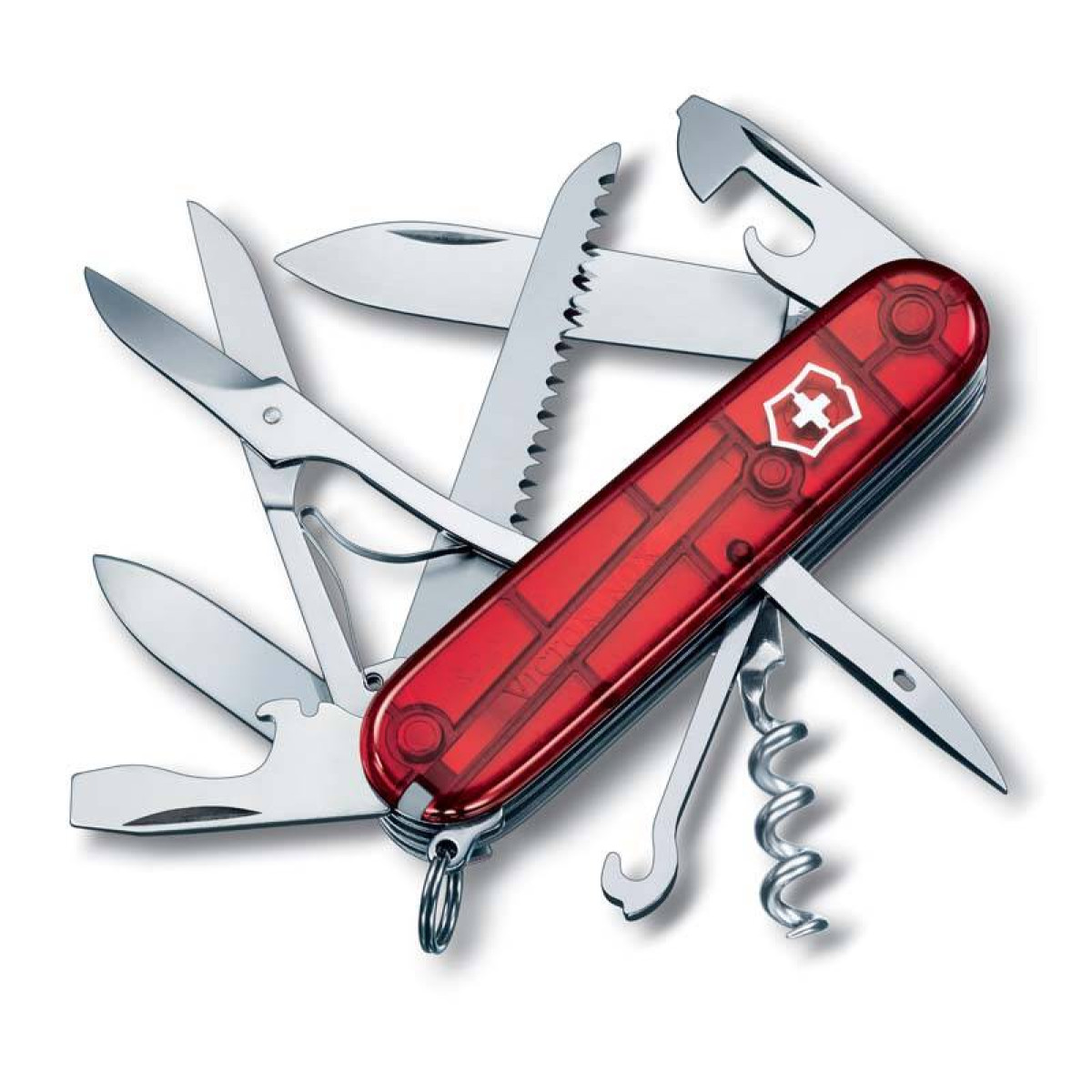 Нож Victorinox Huntsman, 91 мм, 15 функций, полупрозрачный красный 1