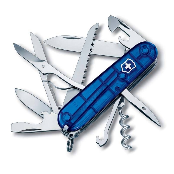 Нож Victorinox Huntsman, 91 мм, 15 функций, полупрозрачный синий