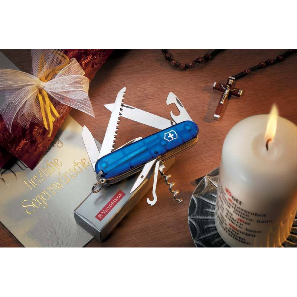 Нож Victorinox Huntsman, 91 мм, 15 функций, полупрозрачный синий 4