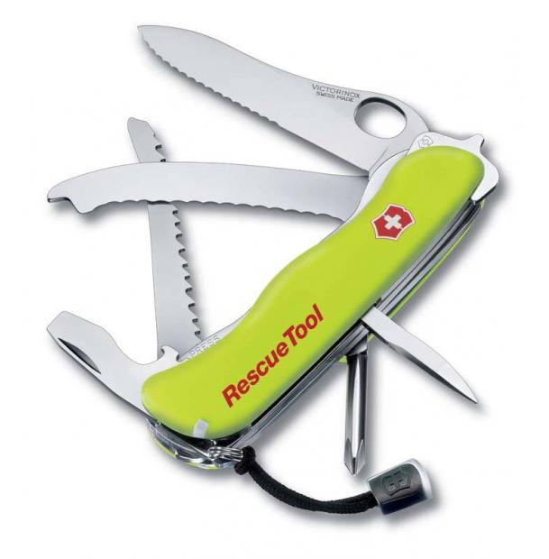 Нож Victorinox Rescue Tool One Hand, 111 мм, 14 функций, желтый 0.8623.MWN