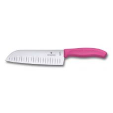 Нож Victorinox сантоку лезвие 17 см рифленое розовый 