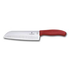 Нож сантоку лезвие 17 см рифленое красный 