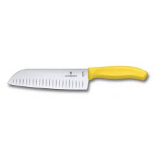 Нож Victorinox сантоку лезвие 17 см рифленое желтый 