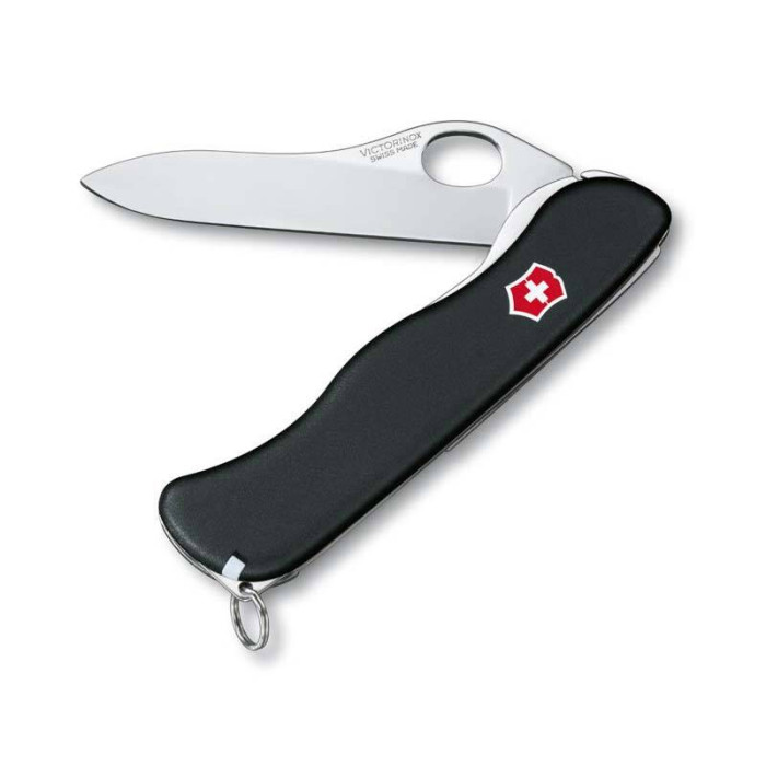 Нож Victorinox Sentinel One Hand belt-clip, 111 мм, 5 функций, с фиксатором лезвия, черный
