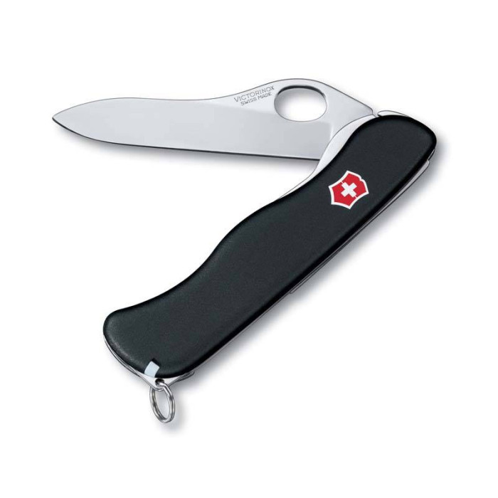 Нож Victorinox Sentinel One Hand, 111 мм, 4 функции, с фиксатором лезвия, черный
