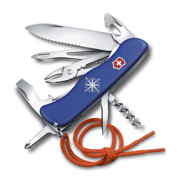 Нож Victorinox Skipper, 111 мм, 17 функций, с фиксатором лезвия, чехлом и шнурком, синий 0.8593.2W