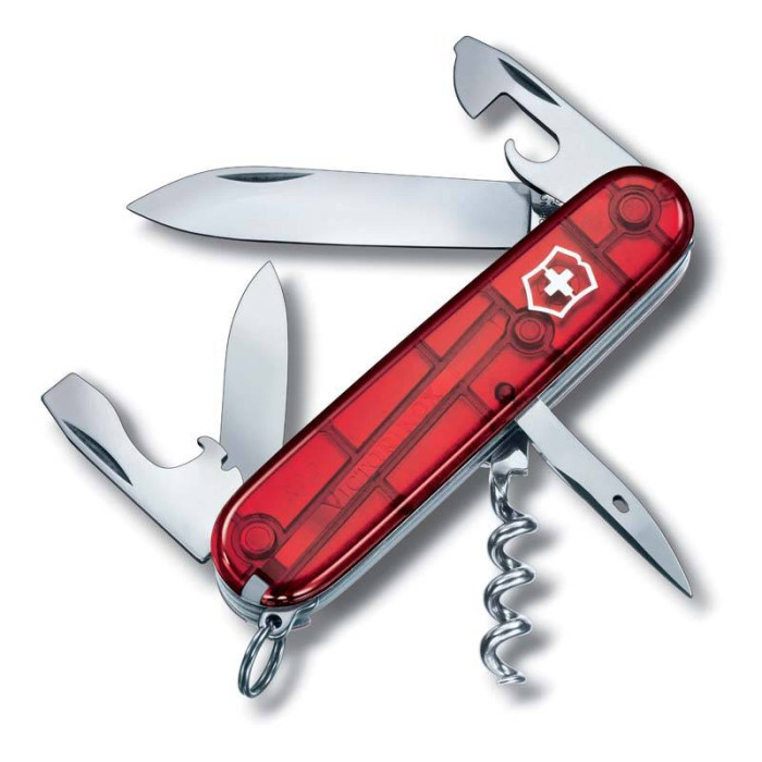 Нож Victorinox Spartan, 91 мм, 12 функций, прозрачный красный