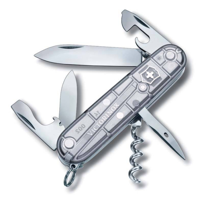 Нож Victorinox Spartan, 91 мм, 12 функций, полупрозрачный серебристый