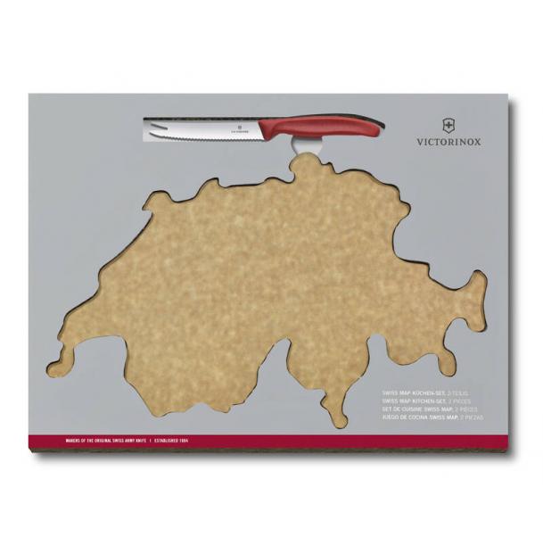 Набор Victorinox Swiss Map: нож для овощей и сыра 11 см + разделочная доска Epicurean 6.7191.CH