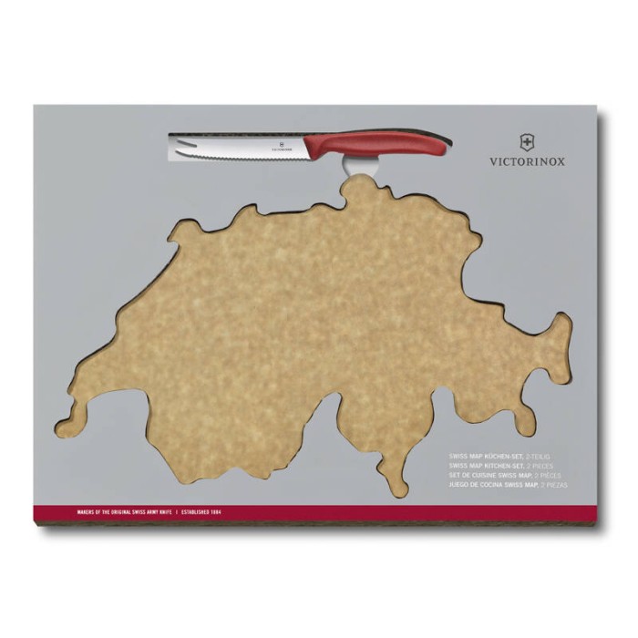 Набор Victorinox Swiss Map: нож для овощей и сыра 11 см + разделочная доска Epicurean