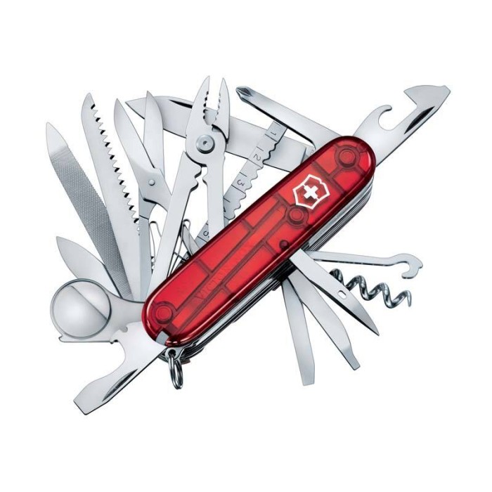 Нож Victorinox SwissChamp, 91 мм, 33 функции, полупрозрачный красный