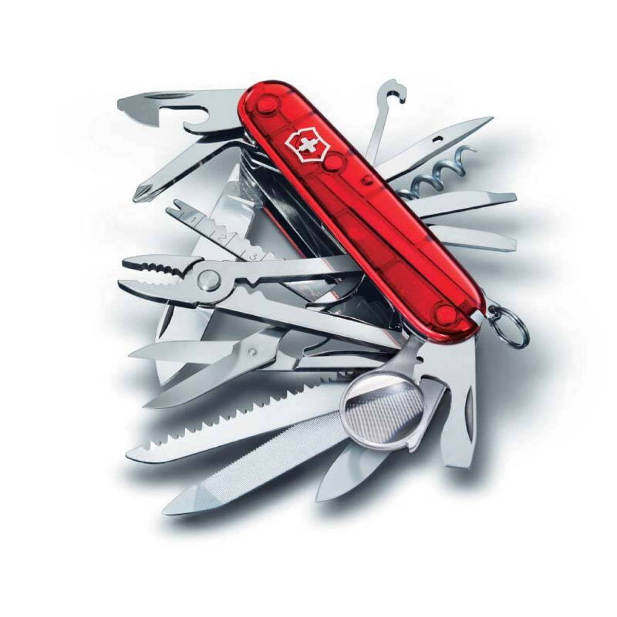 Нож Victorinox SwissChamp, 91 мм, 33 функции, полупрозрачный красный 4
