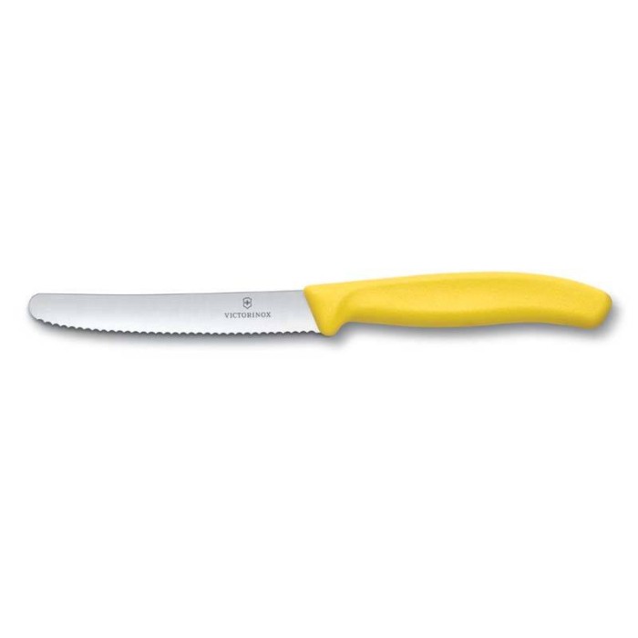Нож Victorinox для томатов и сосисок лезвие 11 см волнистое, желтый