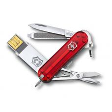 Нож-брелок Victorinox USB 32 Гб, 58 мм, 8 функций, полупрозрачный красный