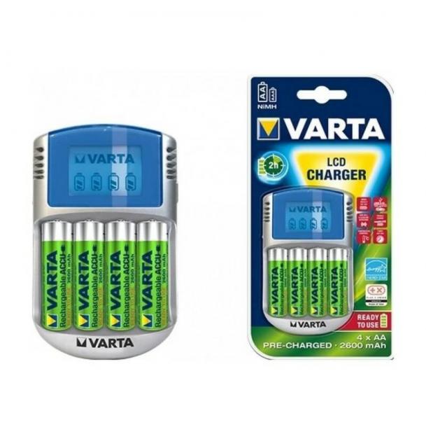 Зарядное устройство VARTA LCD Charger+4xАА 2600 мАч 57070