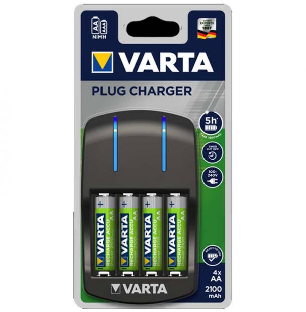 Зарядное устройство VARTA Plug Charger+4хАА 2100 мАч 57647