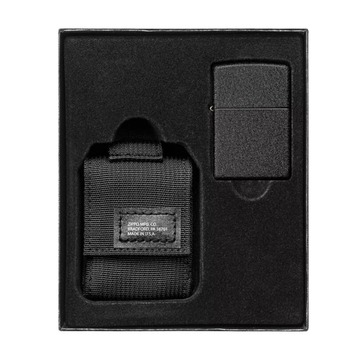 Зажигалка Black Crackle в подарочной упаковке + черный нейлоновый чехол 49402 5