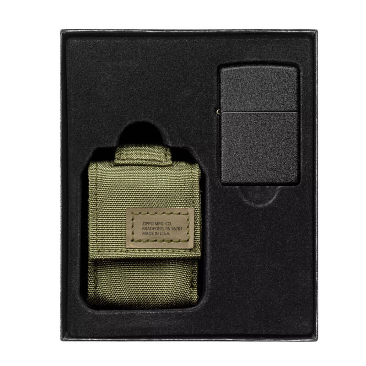 Зажигалка Black Crackle в подарочной упаковке + зеленый нейлоновый чехол 49400 5