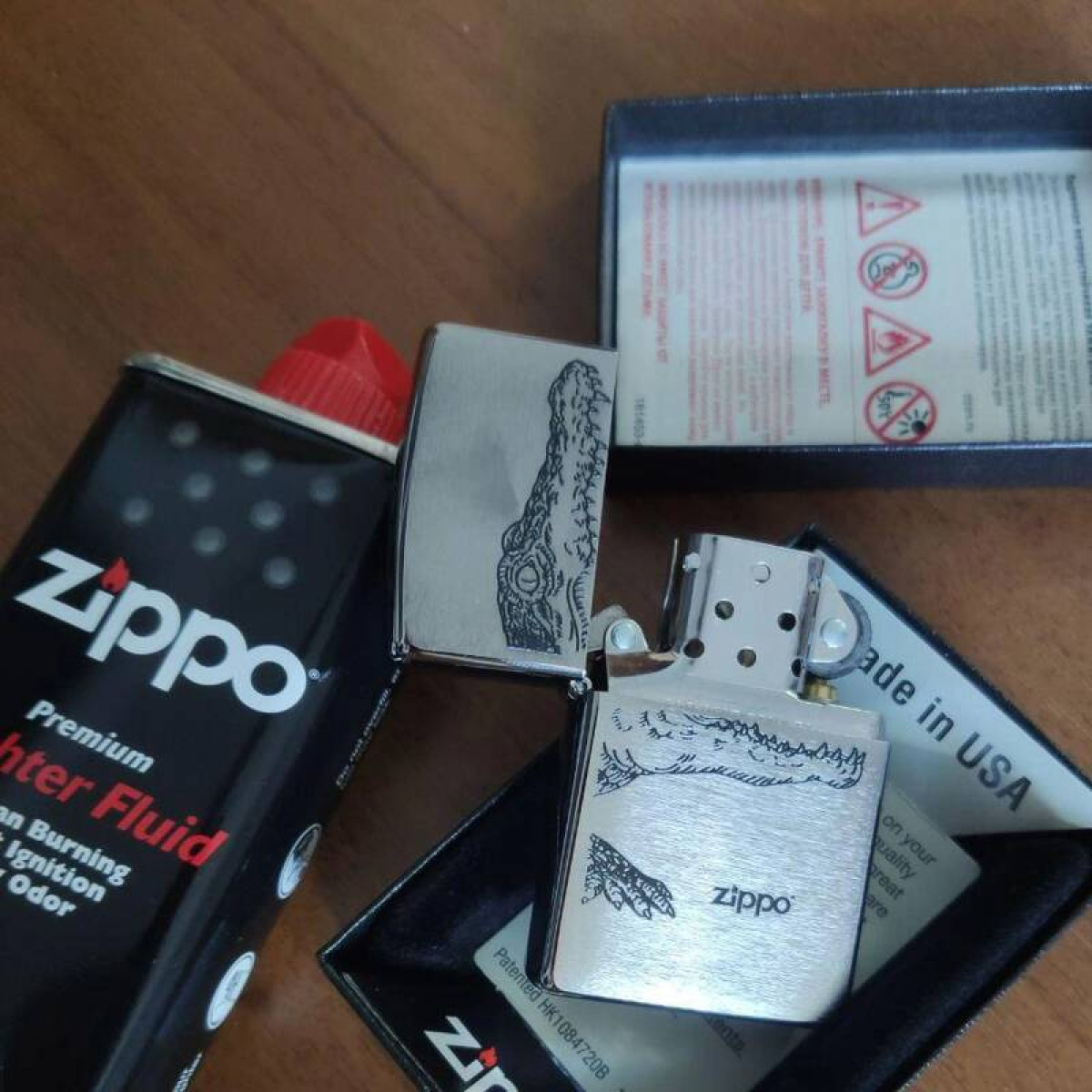 Зажигалка Zippo 200 Alligator + оригинальное топливо 125 мл 4