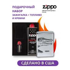 Зажигалка Zippo 200 Alligator в подарочной упаковке + топливо и кремни