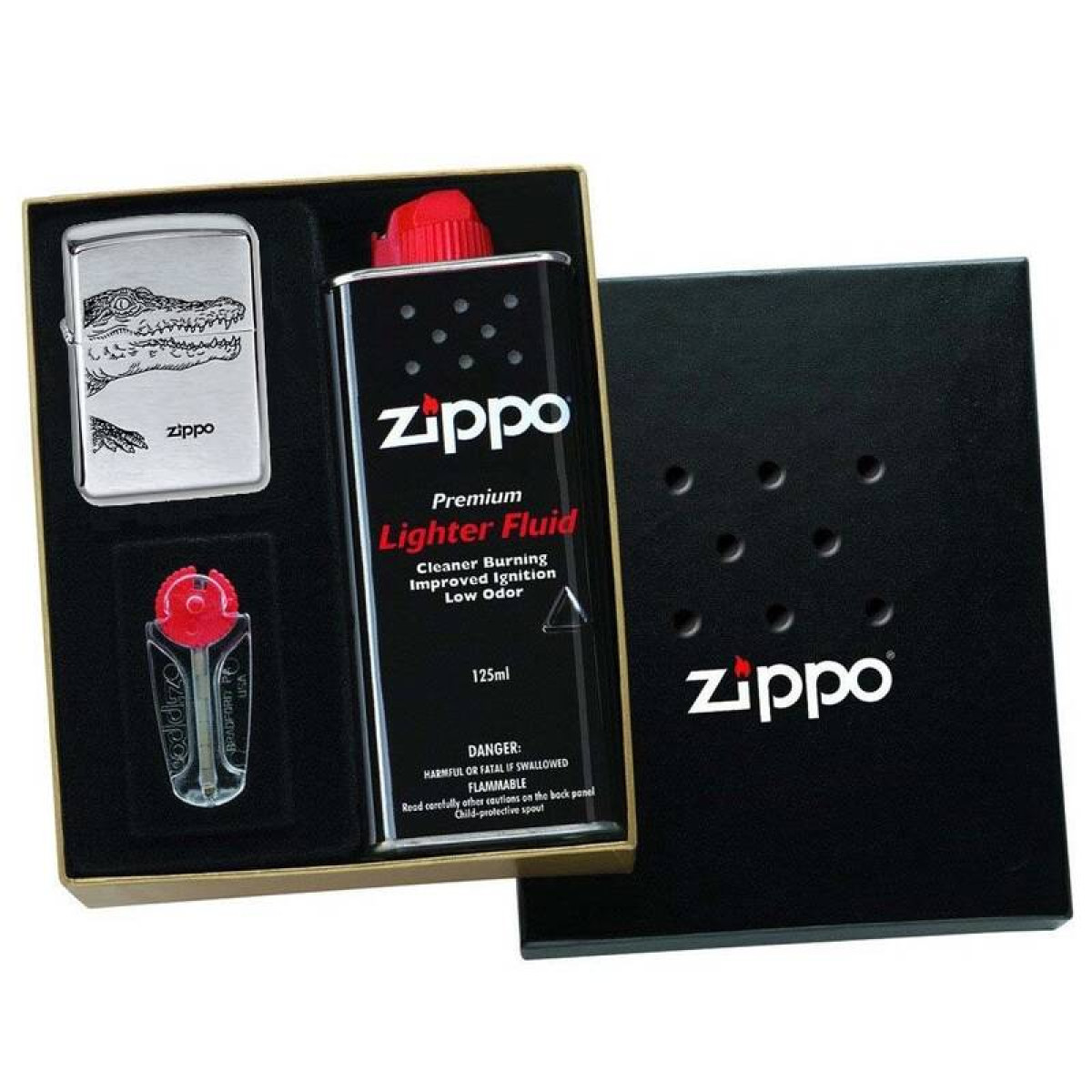 Зажигалка Zippo 200 Alligator в подарочной упаковке + топливо и кремни 3
