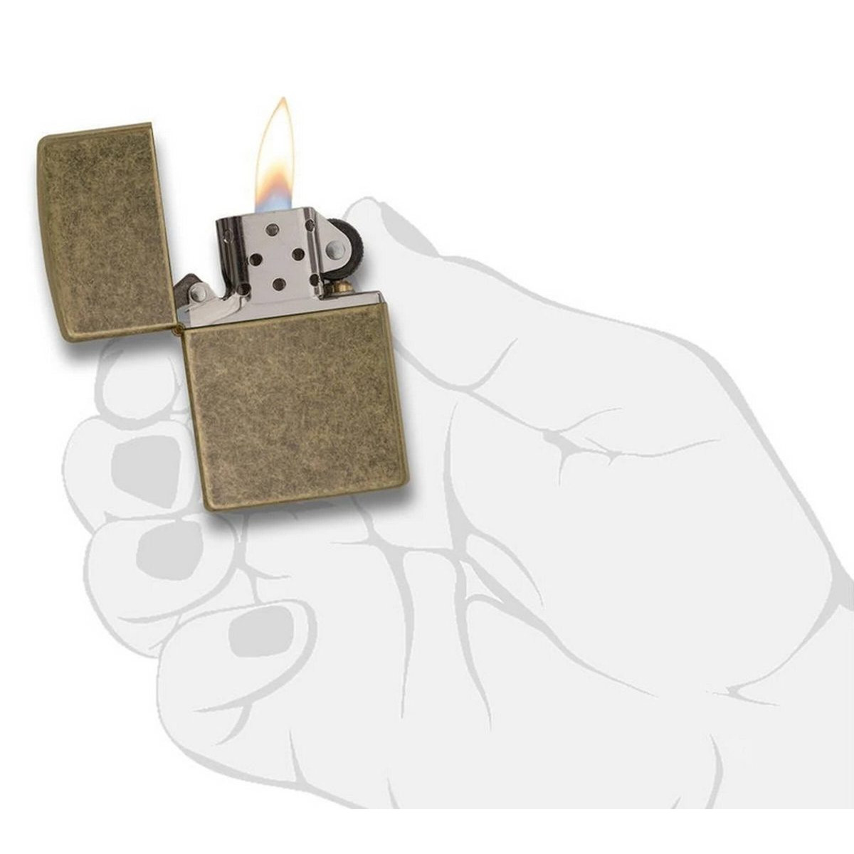 Зажигалка Zippo 201FB Anitque Brass + топливо и кремни в подарочной коробке 3