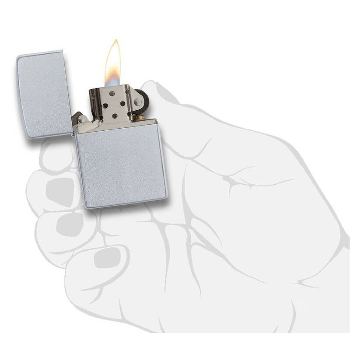Зажигалка Zippo 205 Satin Chrome + топливо и кремни в подарочной коробке 5