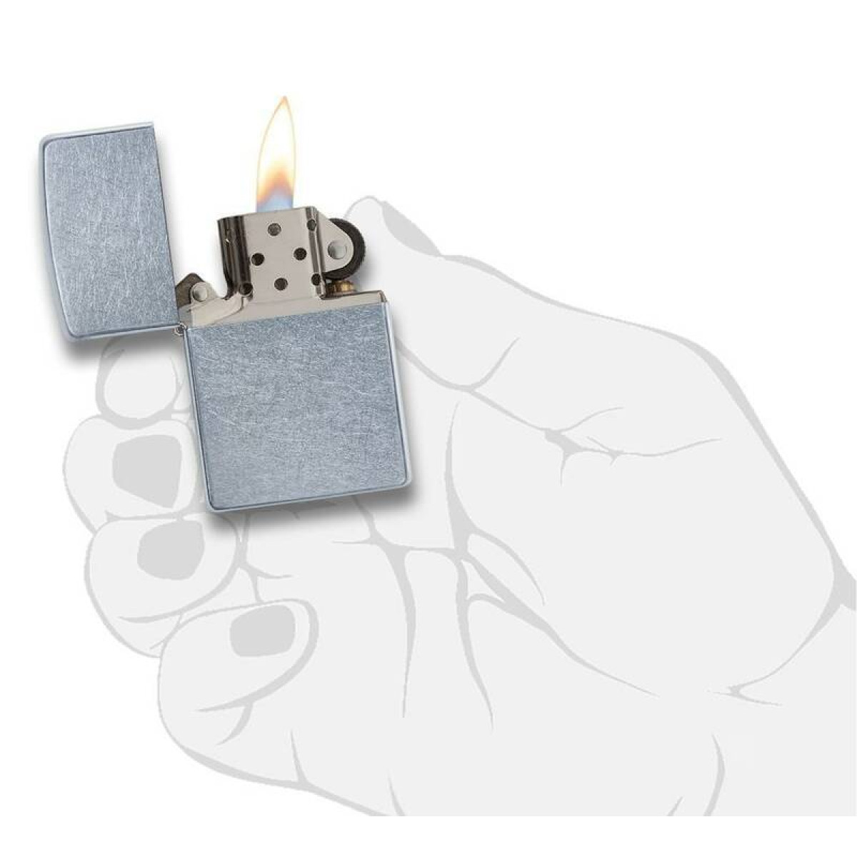 Зажигалка Zippo 207 Street Chrome в подарочной упаковке + топливо и кремни 6