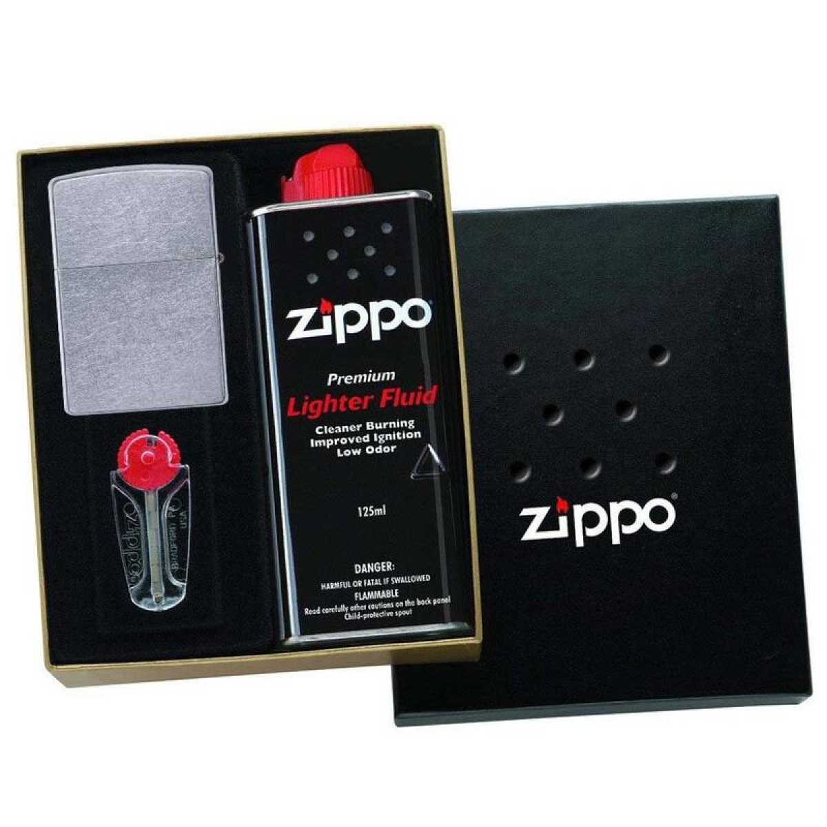 Зажигалка Zippo 207 Street Chrome в подарочной упаковке + топливо и кремни 3
