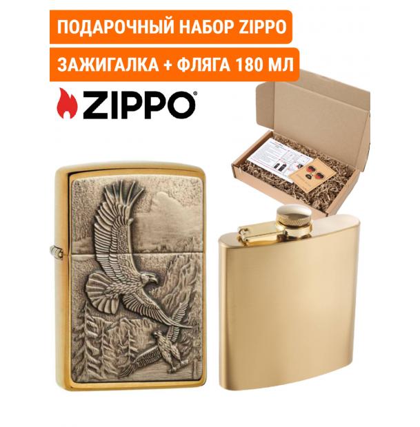Зажигалка Zippo 20854 Eagles и фляга S.Quire 180 мл. Подарочный набор 20854-PT26-6