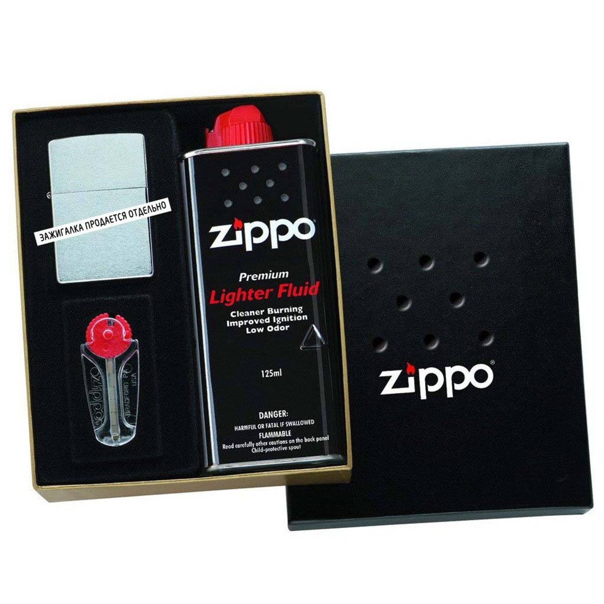 Зажигалка Zippo 29149 Classic Antique Brass + топливо и кремни в подарочной коробке 3