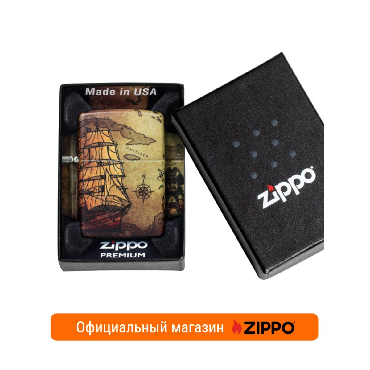 Зажигалка Zippo 49355 и фляга S.Quire 180 мл. Подарочный набор 10