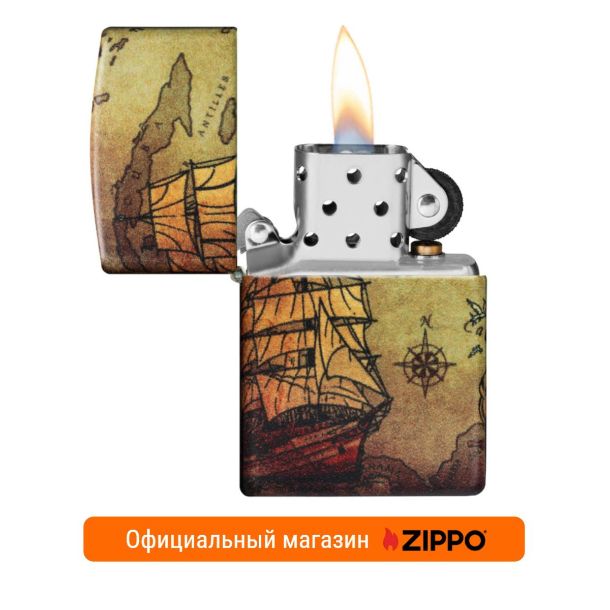 Зажигалка Zippo 49355 и фляга S.Quire 180 мл. Подарочный набор 6