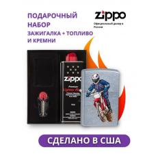 Зажигалка ZIPPO Байкер Street Chrome 207 DIRT BIKE 2 в подарочной упаковке + топливо и кремни 207 DIRT BIKE 2-n